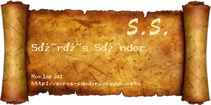 Sörös Sándor névjegykártya